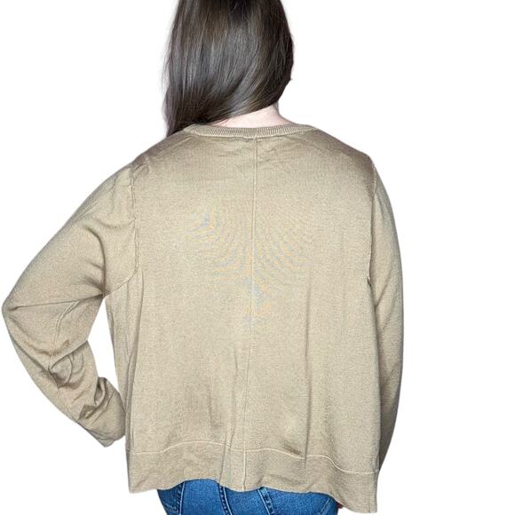 HANA SAN Tan Brown Pullover Relaxed Fit Knit Sweater Women's Size 38 Merino Wool - Picture 4 of 10